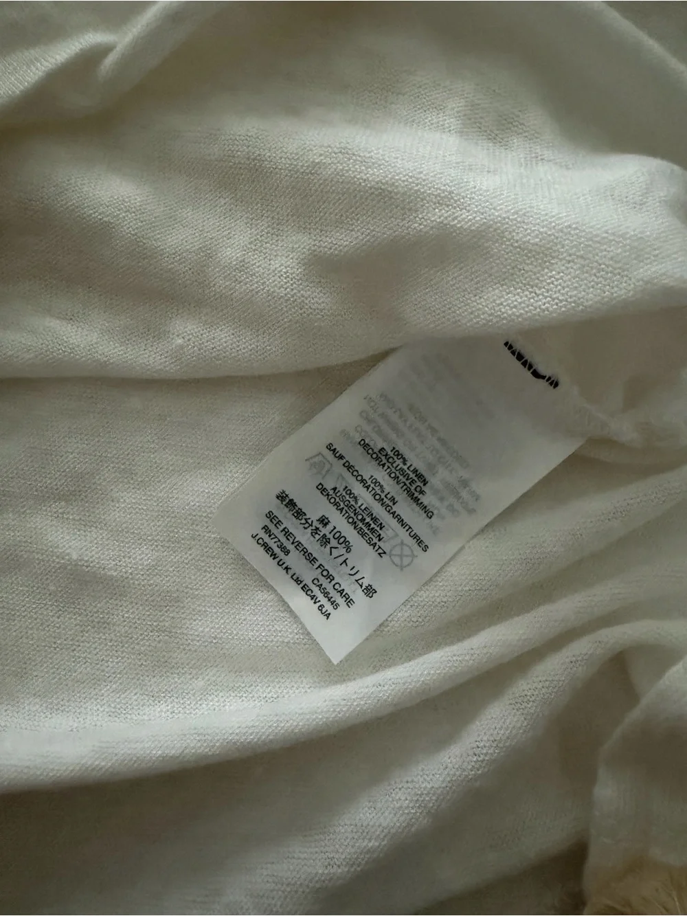 J. Crew White Pom-Hem Linen Tank Top